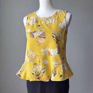 Eva Franco | Anthropologie Yellow Floral Peplem Top